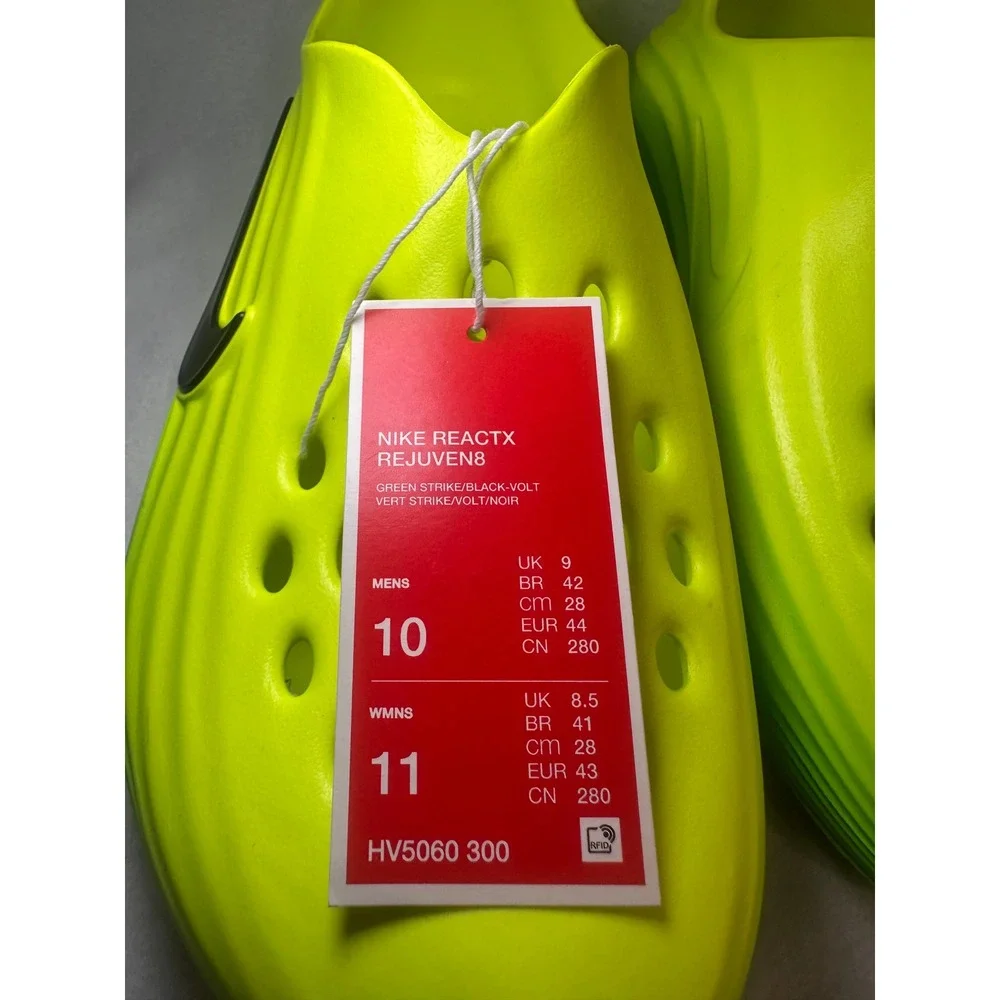 Nike ReactX Rejuven8 Mens 10 Green Strike Volt Black Clogs HV5060-300 NEW‎